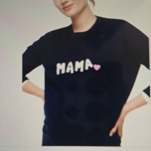 Hatch J. Crew Navy Cashmere Sweater with 'MAMA' Print S/M